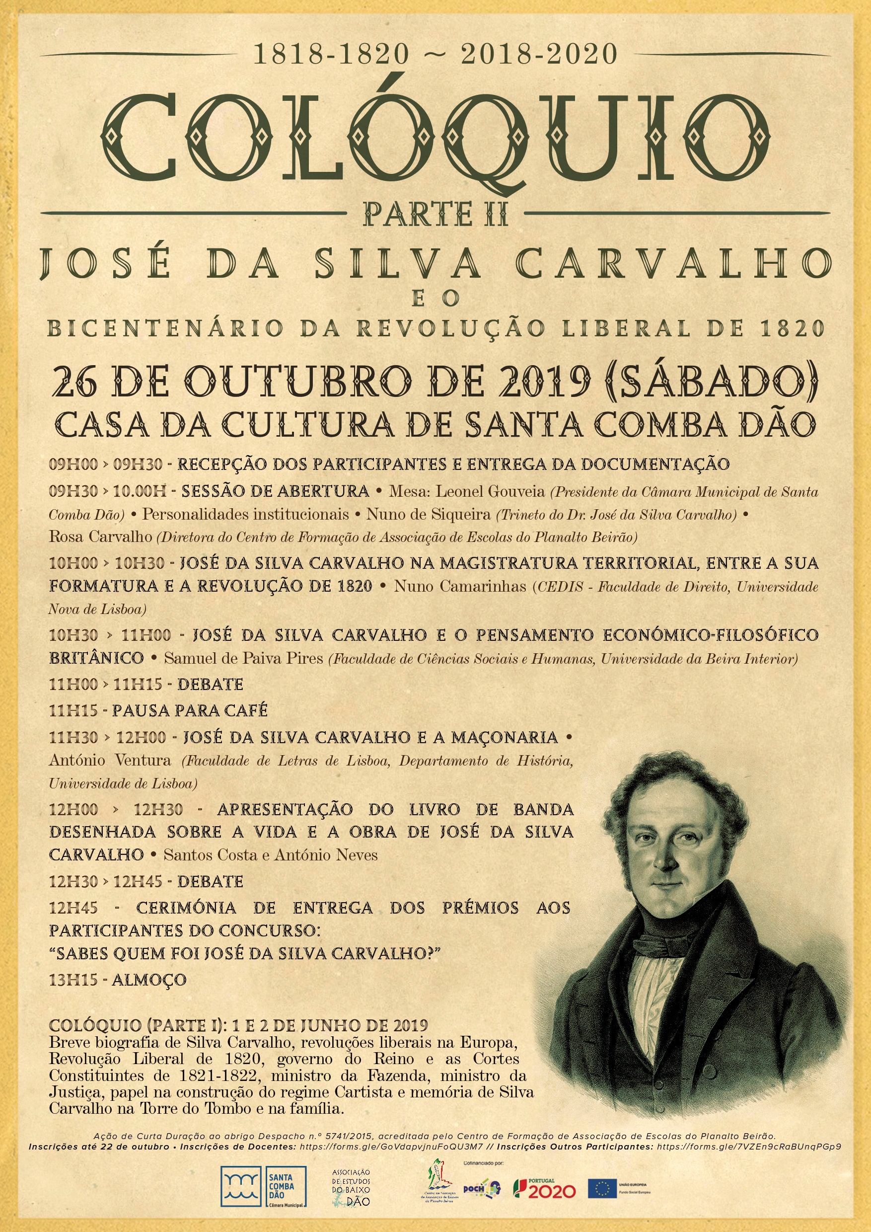 Cartaz - Colóquio José da Silva Carvalho e o Bicentenário da Revolução Liberal de 1820